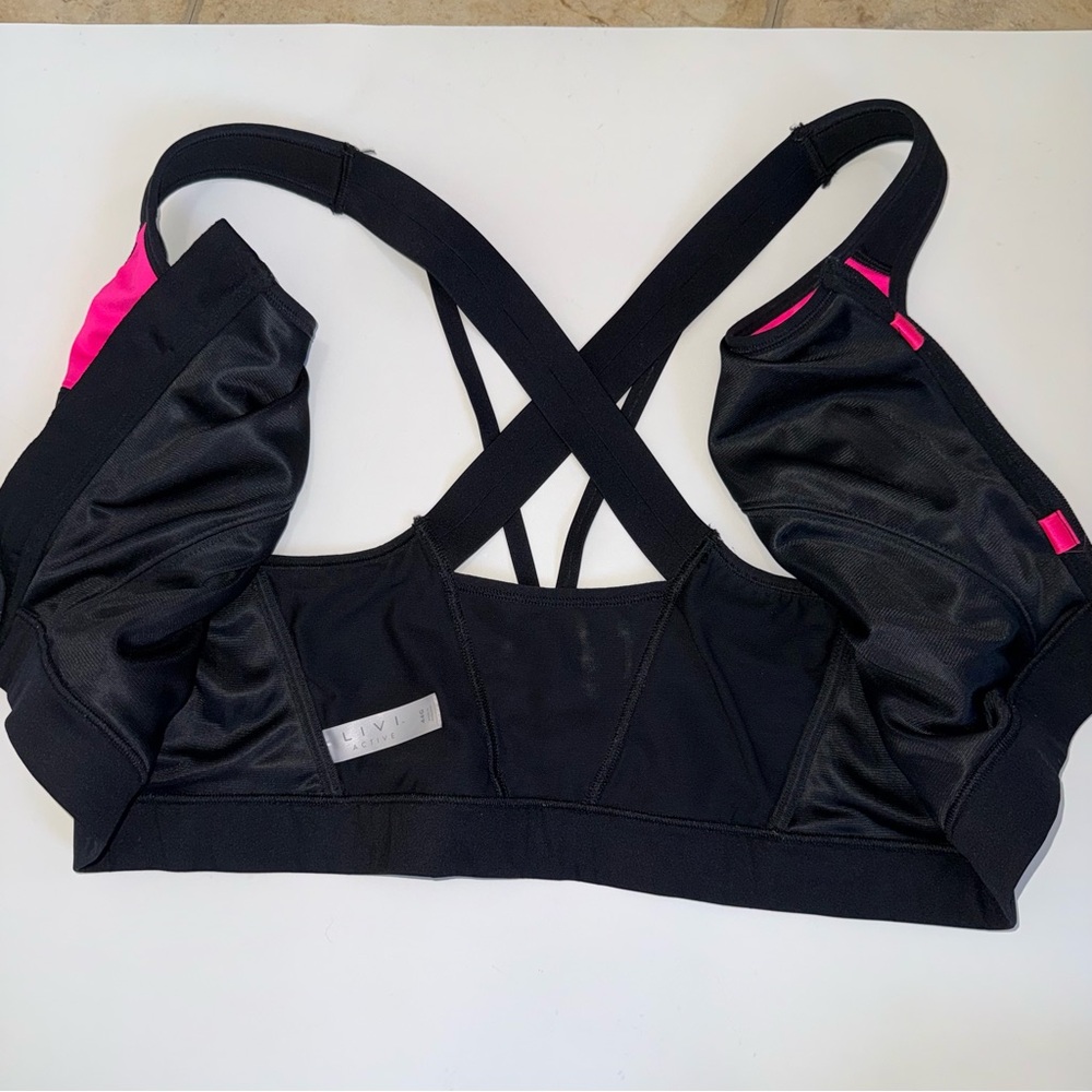 LIVI Active 44G Front Zip Sports Bra Black Pink High Impact Support Plus Size - Picture 3 of 9